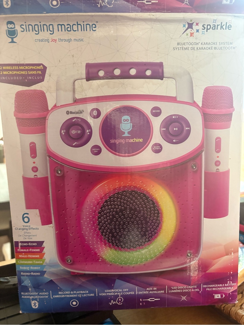 Sparkle Portable Bluetooth Karaoke System - Pink